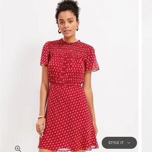 LOFT Red Paisley Short Sleeve Dress | Like New